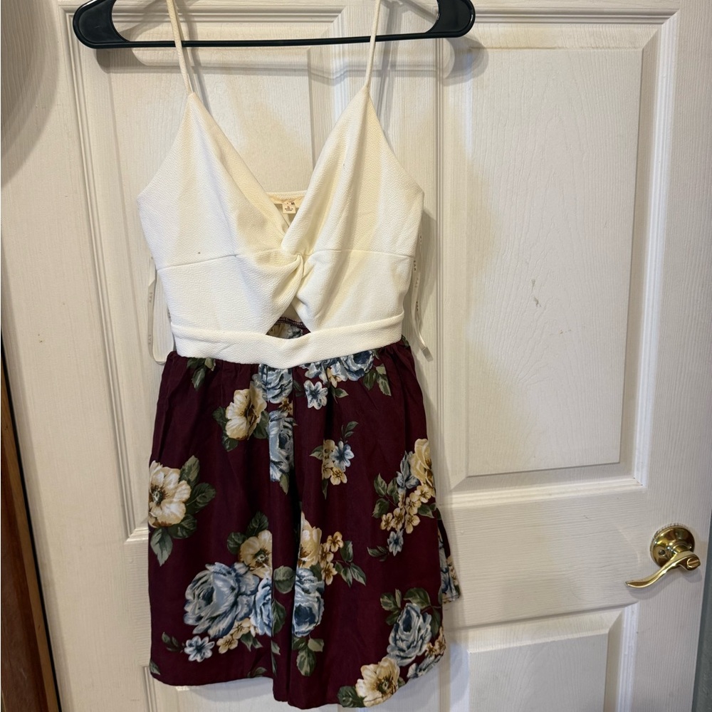 Floral Burgundy and White Jumpsuit